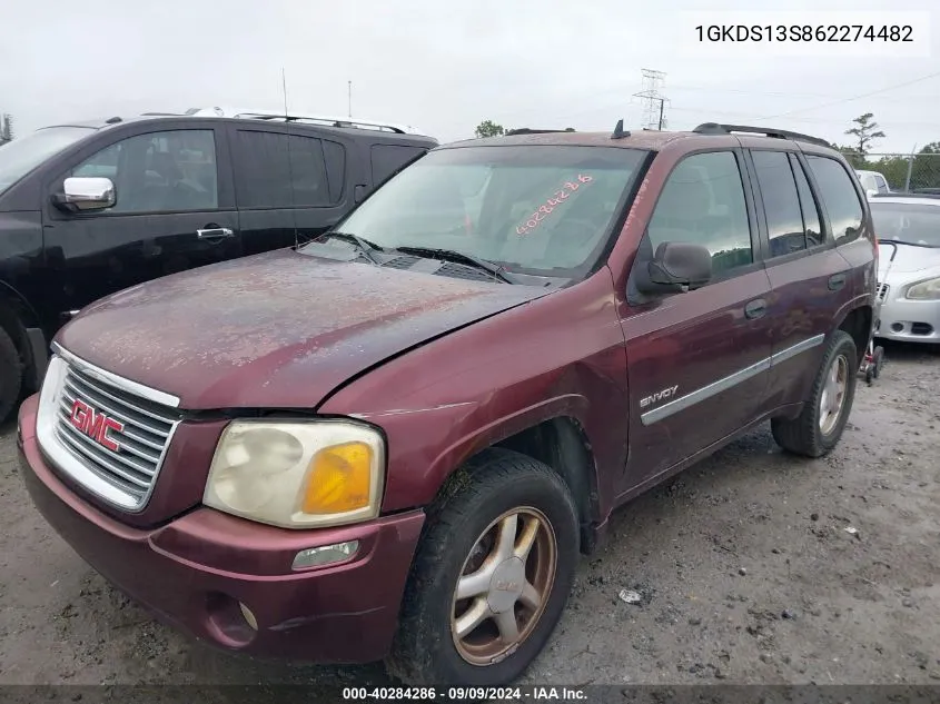 2006 GMC Envoy Sle VIN: 1GKDS13S862274482 Lot: 40284286