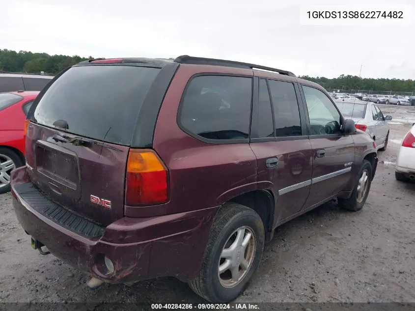 2006 GMC Envoy Sle VIN: 1GKDS13S862274482 Lot: 40284286