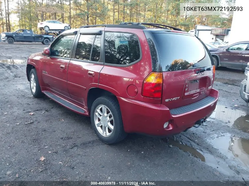 2007 GMC Envoy Denali VIN: 1GKET63MX72192593 Lot: 40839978