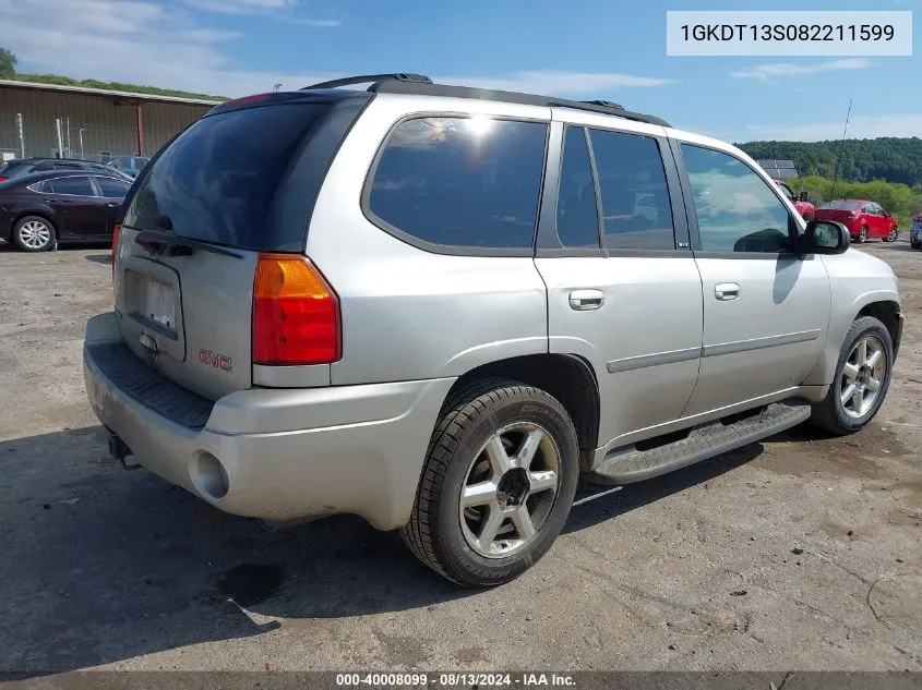 2008 GMC Envoy Slt VIN: 1GKDT13S082211599 Lot: 40008099