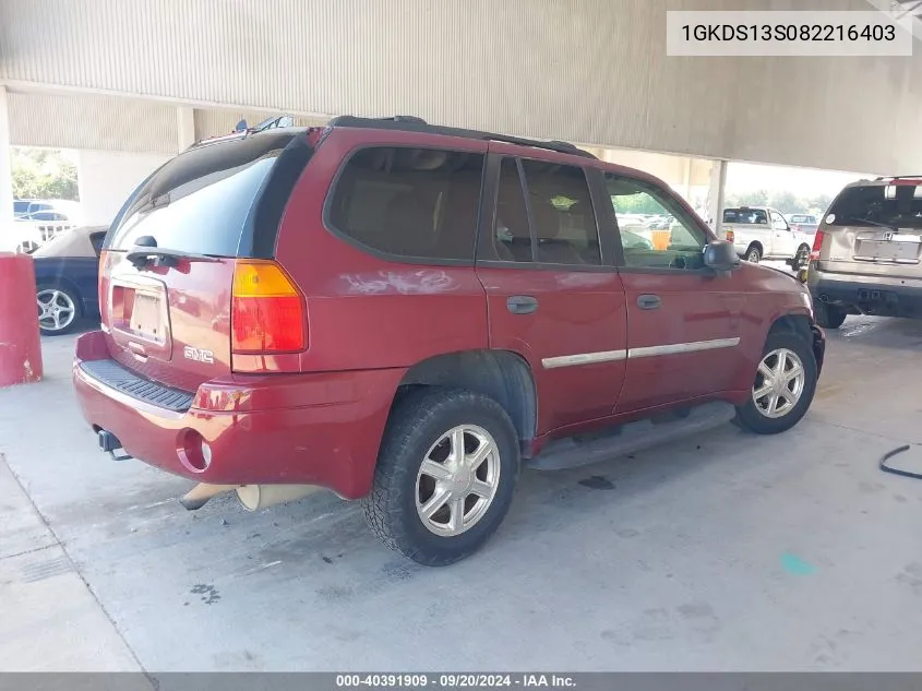 2008 GMC Envoy Sle VIN: 1GKDS13S082216403 Lot: 40391909