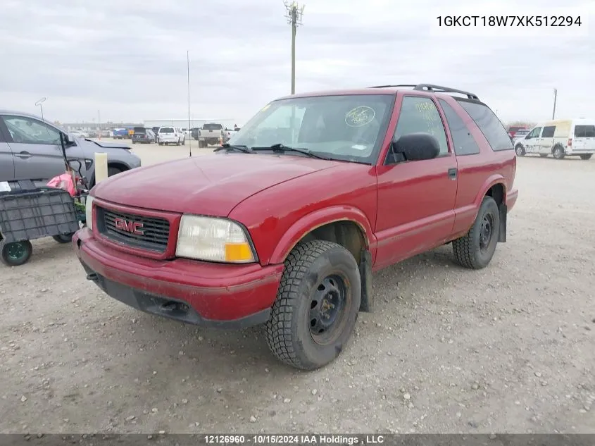 1999 GMC Jimmy VIN: 1GKCT18W7XK512294 Lot: 12126960