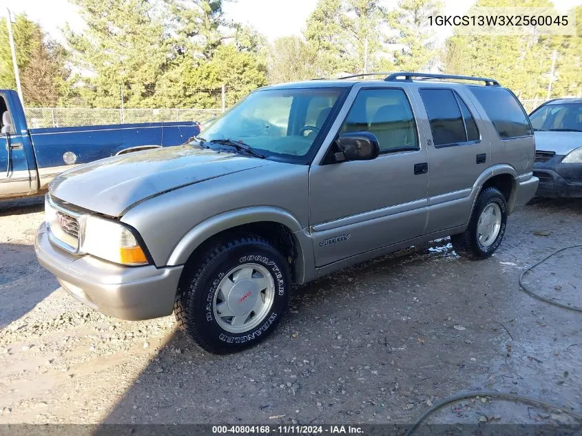 1999 GMC Jimmy VIN: 1GKCS13W3X2560045 Lot: 40804168