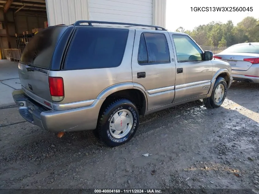 1999 GMC Jimmy VIN: 1GKCS13W3X2560045 Lot: 40804168