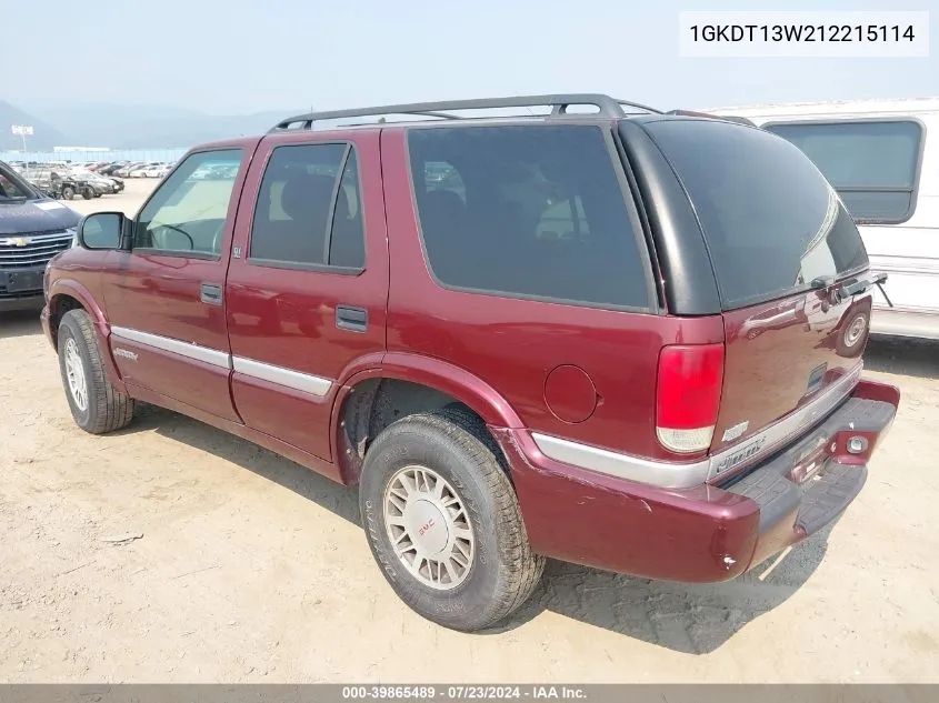 2001 GMC Jimmy Sle VIN: 1GKDT13W212215114 Lot: 39865489