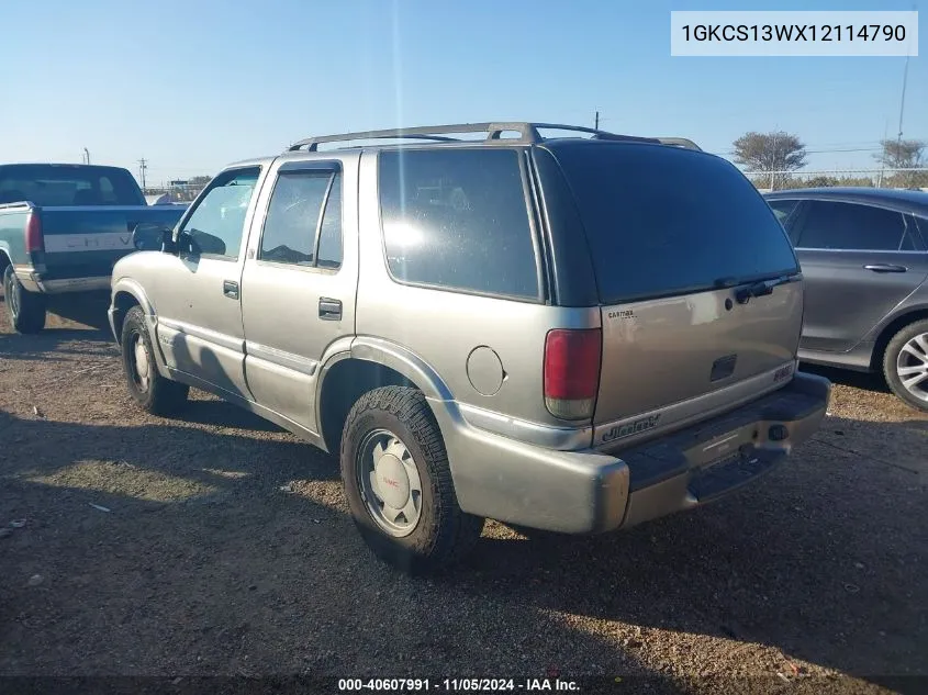 2001 GMC Jimmy Slt VIN: 1GKCS13WX12114790 Lot: 40607991