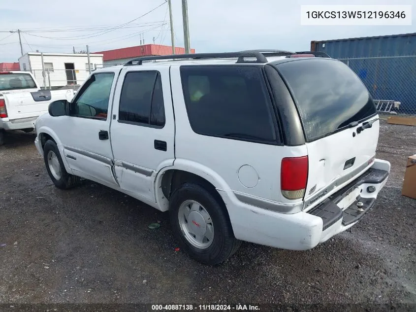 2001 GMC Jimmy Sle VIN: 1GKCS13W512196346 Lot: 40887138