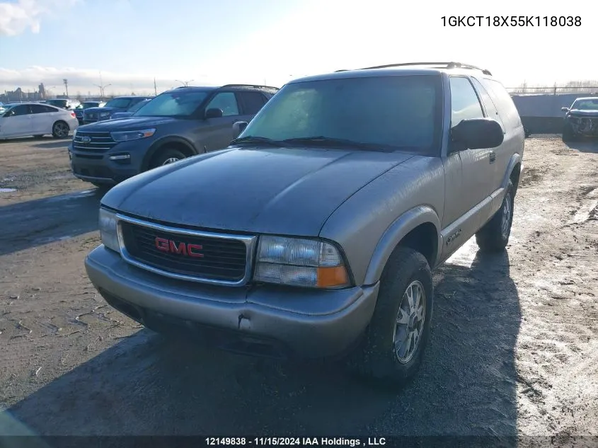 2005 GMC Jimmy VIN: 1GKCT18X55K118038 Lot: 12149838