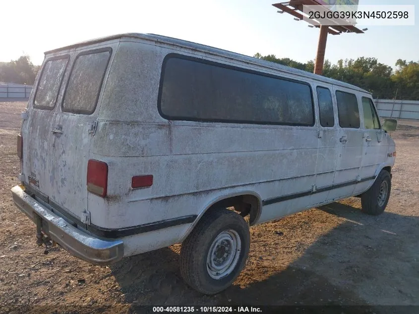 2GJGG39K3N4502598 1992 GMC Rally Wagon G3500