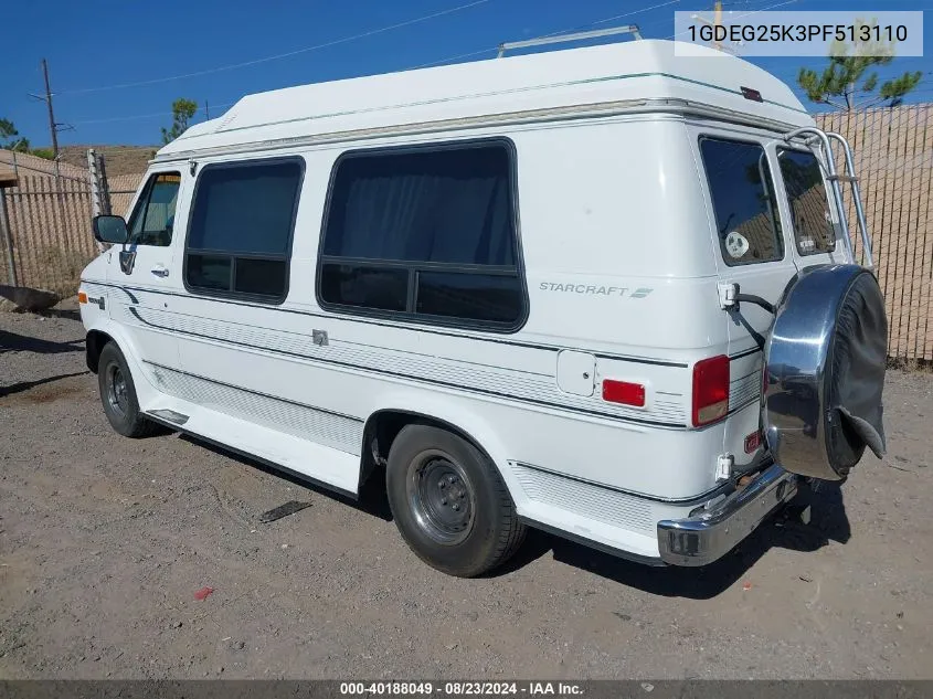 1993 GMC Rally Wagon / Van G2500 VIN: 1GDEG25K3PF513110 Lot: 40188049