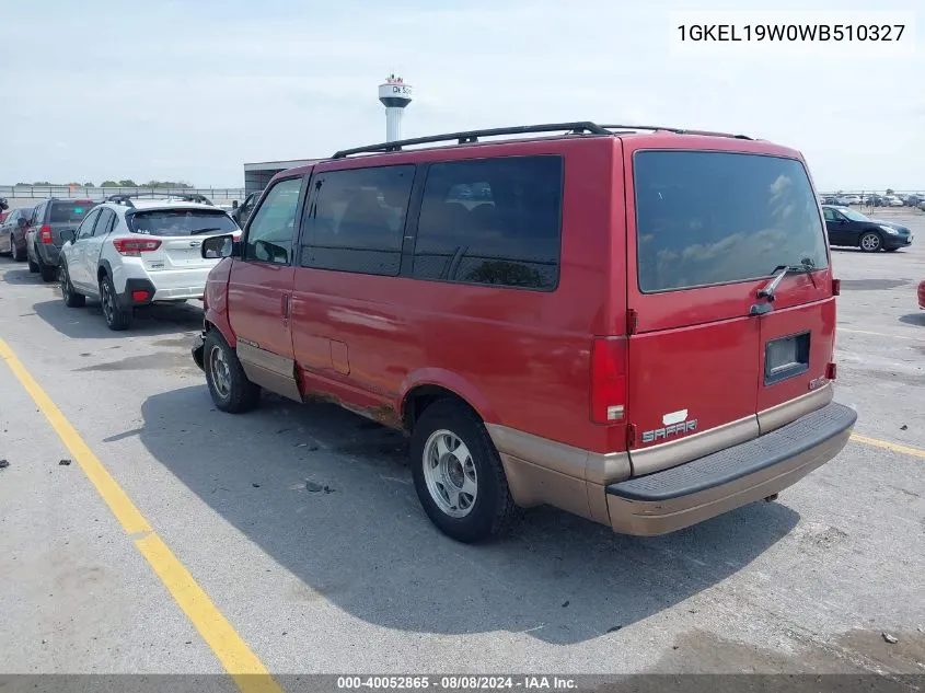 1998 GMC Safari Sle VIN: 1GKEL19W0WB510327 Lot: 40052865