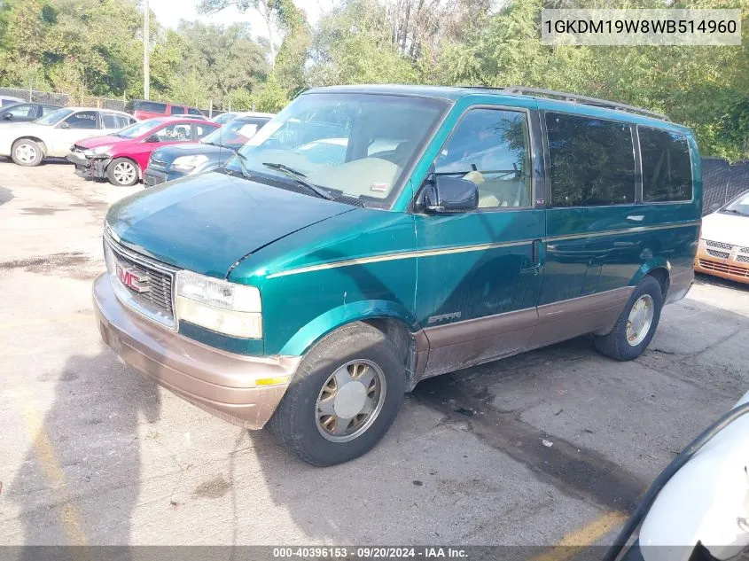 1998 GMC Safari Sle VIN: 1GKDM19W8WB514960 Lot: 40396153