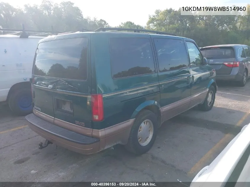 1GKDM19W8WB514960 1998 GMC Safari Sle