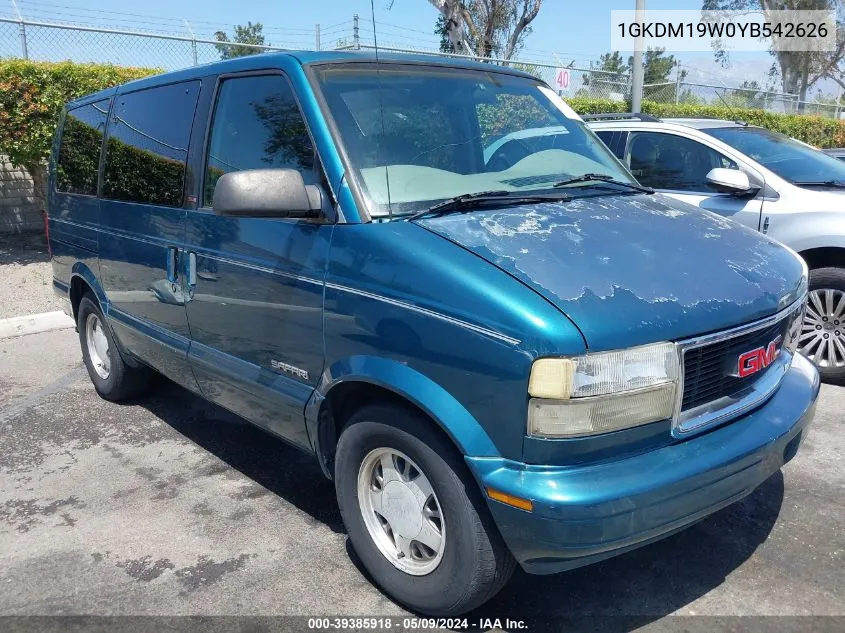 2000 GMC Safari Sl VIN: 1GKDM19W0YB542626 Lot: 39385918