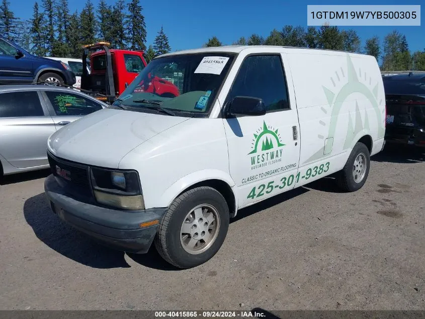 2000 GMC Safari Standard/Upfitter Pkg. VIN: 1GTDM19W7YB500305 Lot: 40415865