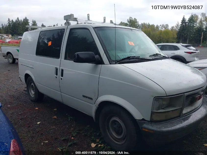 2000 GMC Safari Standard VIN: 1GTDM19W0YB524087 Lot: 40511579