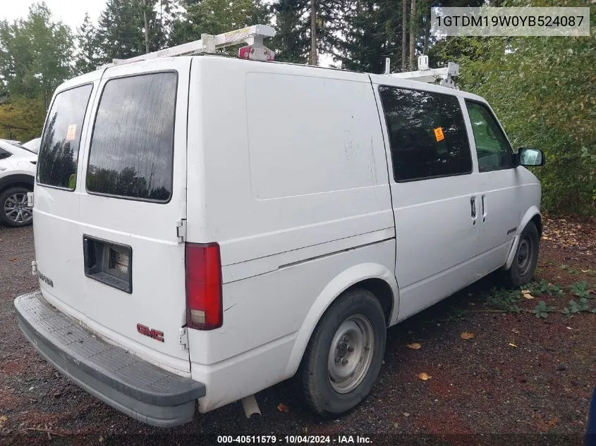 2000 GMC Safari Standard VIN: 1GTDM19W0YB524087 Lot: 40511579