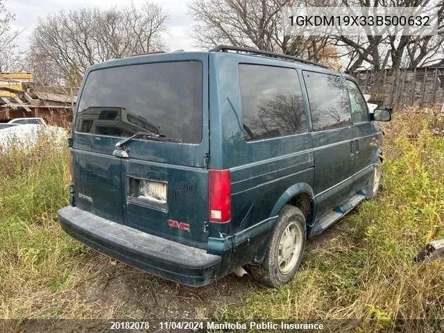 2003 GMC Safari VIN: 1GKDM19X33B500632 Lot: 20182078