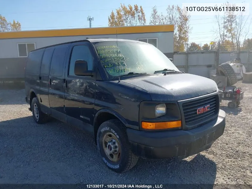 2006 GMC Savana Work Van VIN: 1GTGG25V661138512 Lot: 12133017