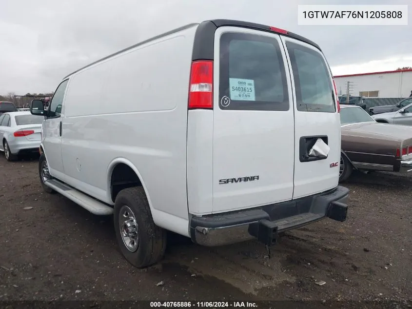 2022 GMC Savana Cargo Rwd 2500 Regular Wheelbase Work Van VIN: 1GTW7AF76N1205808 Lot: 40765886