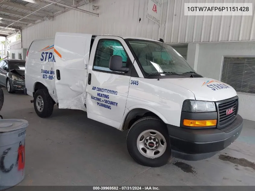 2023 GMC Savana Cargo Rwd 2500 Regular Wheelbase Work Van VIN: 1GTW7AFP6P1151428 Lot: 39969582