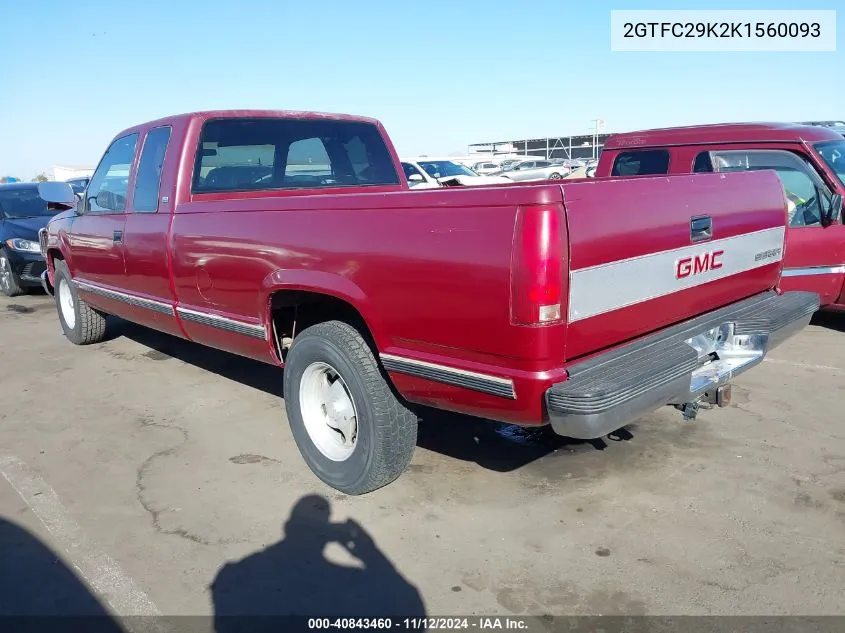 1989 GMC Sierra C2500 VIN: 2GTFC29K2K1560093 Lot: 40843460