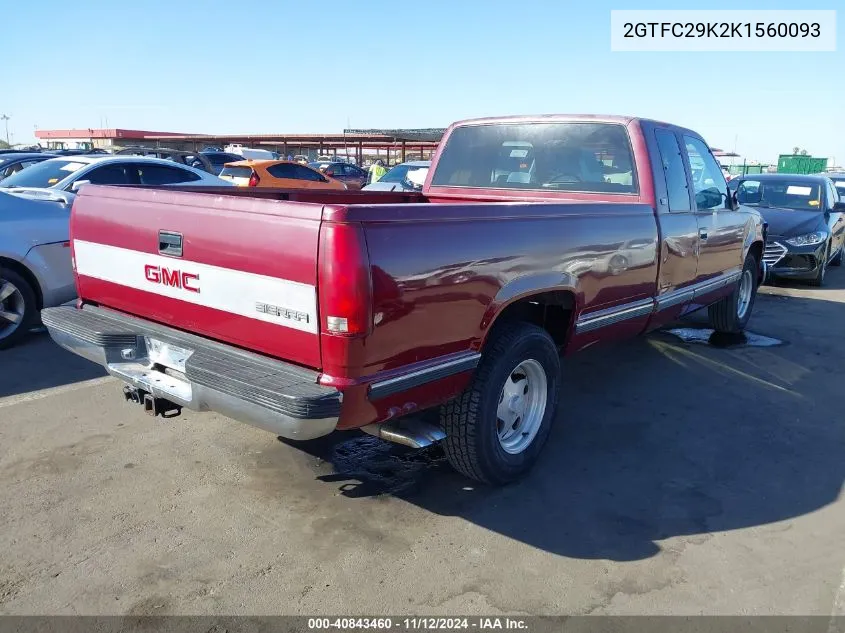 1989 GMC Sierra C2500 VIN: 2GTFC29K2K1560093 Lot: 40843460