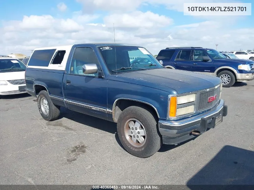 1990 GMC Sierra K1500 VIN: 1GTDK14K7LZ521701 Lot: 40360453