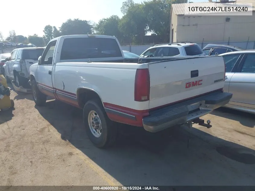 1990 GMC Sierra C2500 VIN: 1GTGC24K7LE514240 Lot: 40600920