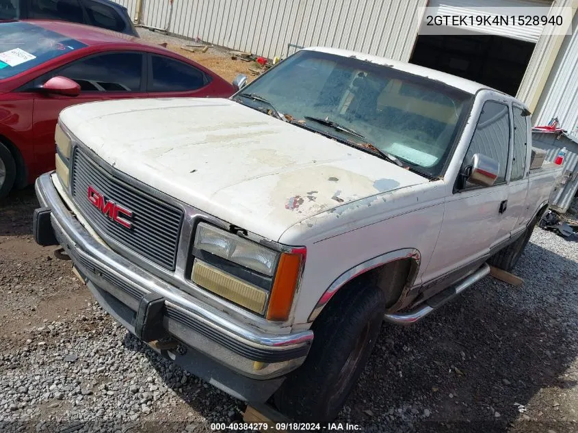 1992 GMC Sierra K1500 VIN: 2GTEK19K4N1528940 Lot: 40384279