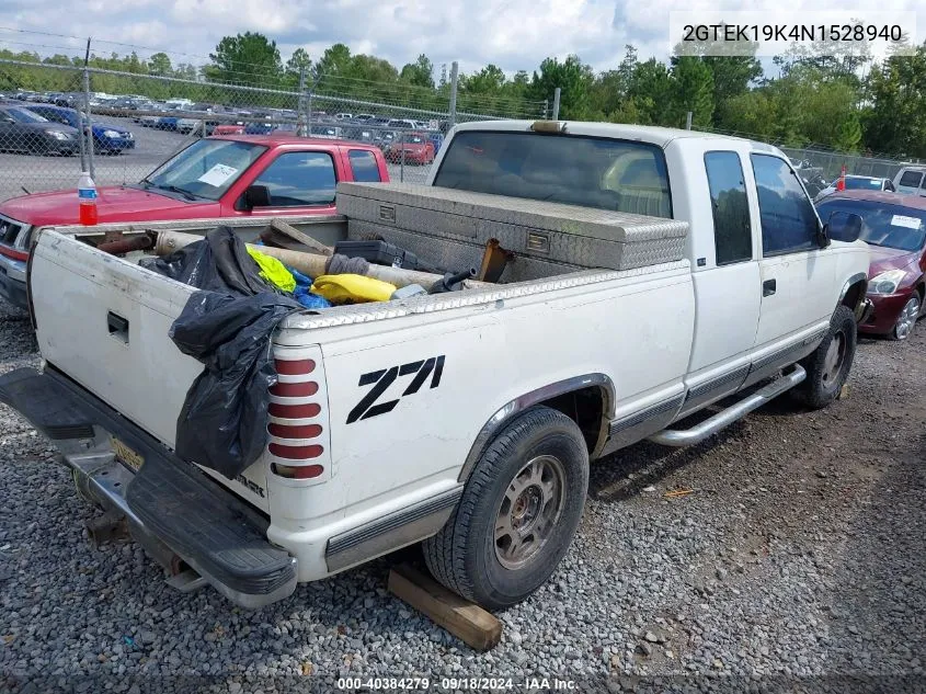 1992 GMC Sierra K1500 VIN: 2GTEK19K4N1528940 Lot: 40384279