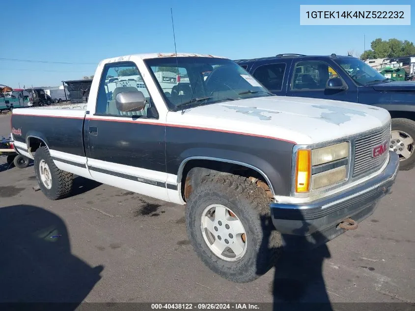 1992 GMC Sierra K1500 VIN: 1GTEK14K4NZ522232 Lot: 40438122