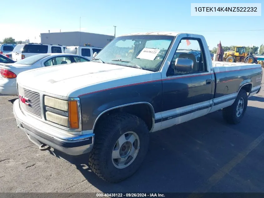 1992 GMC Sierra K1500 VIN: 1GTEK14K4NZ522232 Lot: 40438122