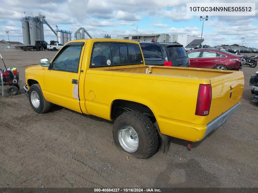 1992 GMC Sierra C3500 VIN: 1GTGC34N9NE505512 Lot: 40584227