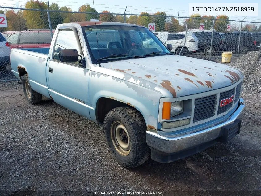 1992 GMC Sierra C1500 VIN: 1GTDC14Z7NZ518939 Lot: 40637895