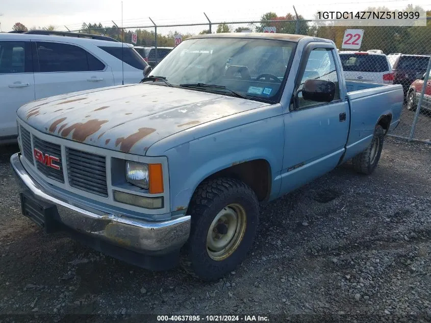 1992 GMC Sierra C1500 VIN: 1GTDC14Z7NZ518939 Lot: 40637895