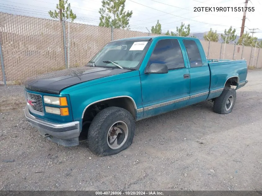 1996 GMC Sierra K1500 VIN: 2GTEK19R0T1551755 Lot: 40726006