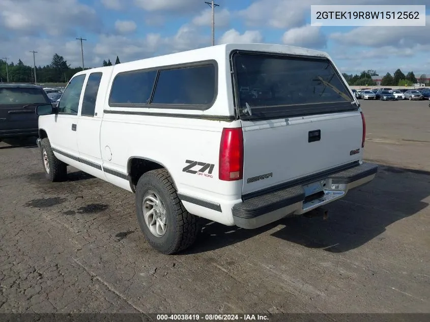 1998 GMC Sierra 1500 Sl Wideside VIN: 2GTEK19R8W1512562 Lot: 40038419