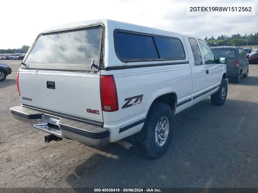 1998 GMC Sierra 1500 Sl Wideside VIN: 2GTEK19R8W1512562 Lot: 40038419