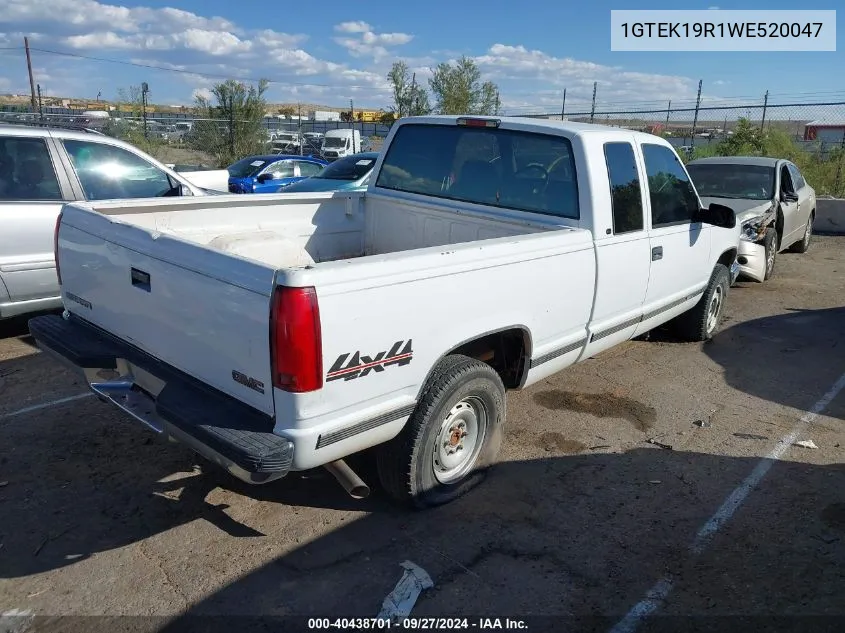 1998 GMC Sierra 1500 Sl Wideside VIN: 1GTEK19R1WE520047 Lot: 40438701