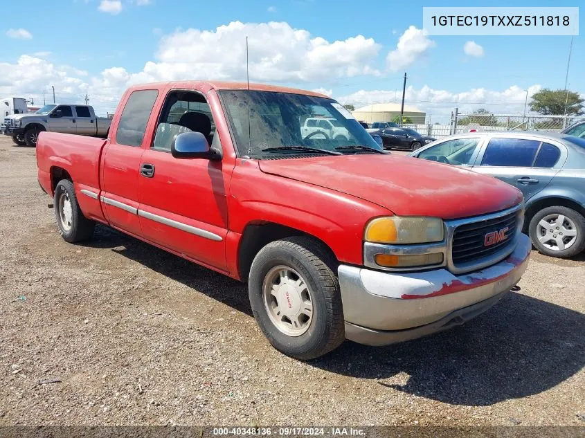 1999 GMC Sierra 1500 Sle VIN: 1GTEC19TXXZ511818 Lot: 40348136