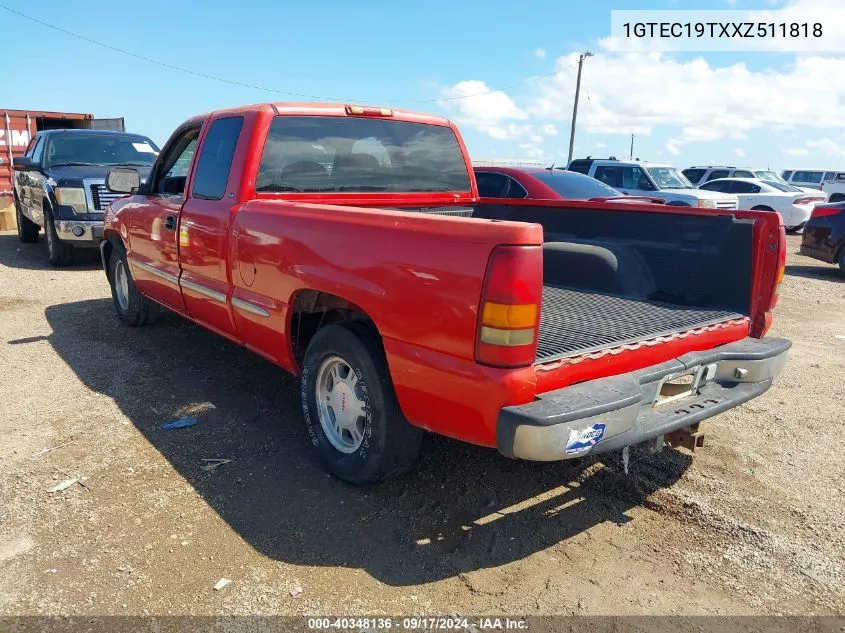 1999 GMC Sierra 1500 Sle VIN: 1GTEC19TXXZ511818 Lot: 40348136