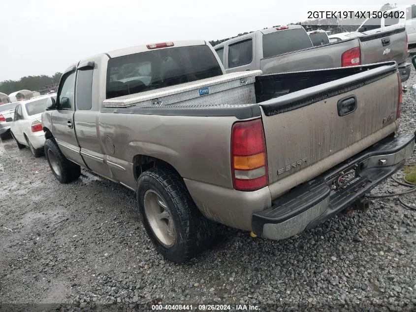 1999 GMC Sierra 1500 Sle VIN: 2GTEK19T4X1506402 Lot: 40408441