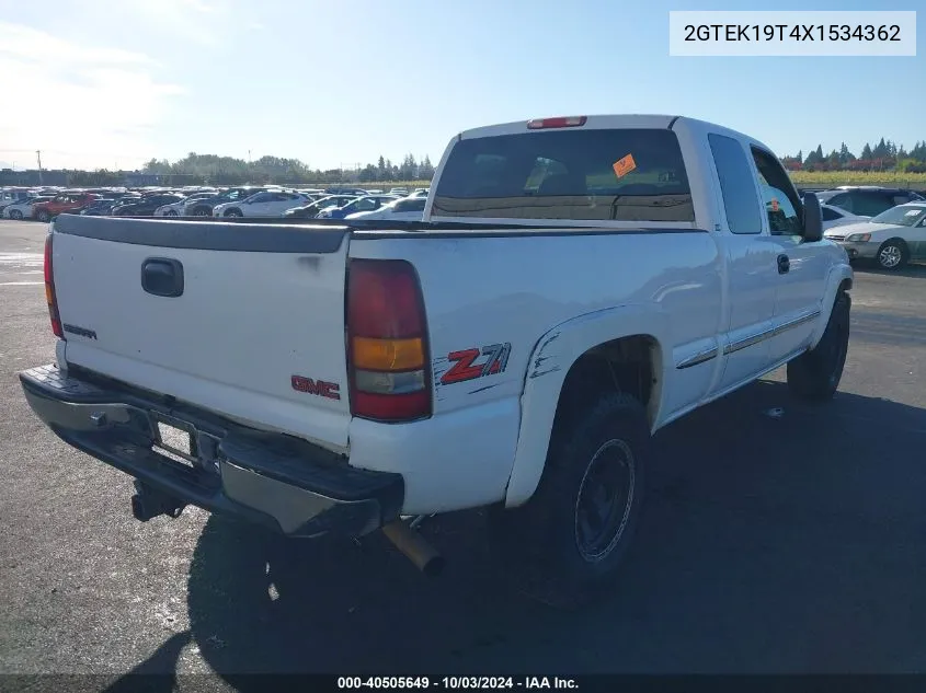 1999 GMC Sierra 1500 Sle VIN: 2GTEK19T4X1534362 Lot: 40505649