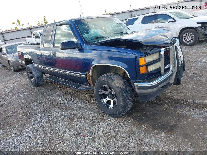 1999 GMC Sierra 1500 Sle VIN: 1GTEK19R5XR510258 Lot: 40845258