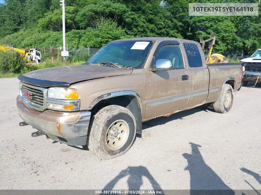 2000 GMC Sierra 1500 Sle VIN: 1GTEK19T5YE164118 Lot: 39731515