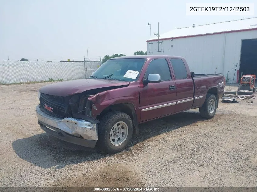 2000 GMC Sierra 1500 Sle VIN: 2GTEK19T2Y1242503 Lot: 39923576