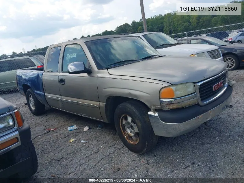 2000 GMC Sierra 1500 Sle VIN: 1GTEC19T3YZ118860 Lot: 40226215