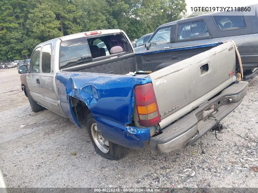 2000 GMC Sierra 1500 Sle VIN: 1GTEC19T3YZ118860 Lot: 40226215