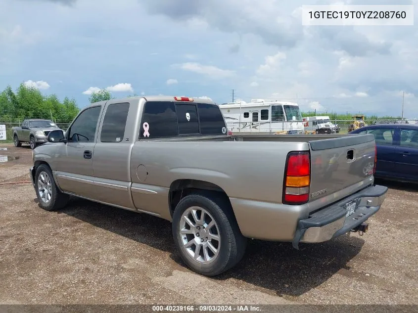 2000 GMC Sierra 1500 Sle VIN: 1GTEC19T0YZ208760 Lot: 40239166